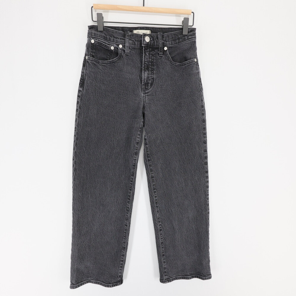 Madewell Perfect Vintage Wide Leg Jeans Womens 27P Black High Rise Stretch